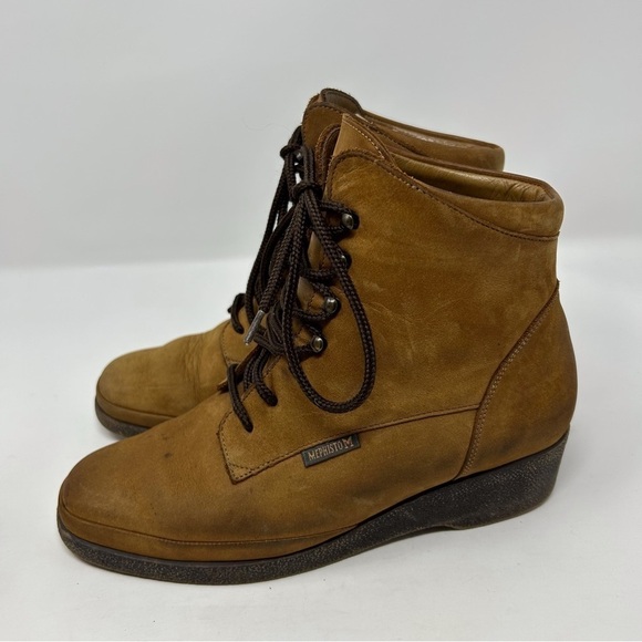 Mephisto Air Jet Tan Light Brown Leather Lace Up Ankle Boots Size 7 - Picture 7 of 12